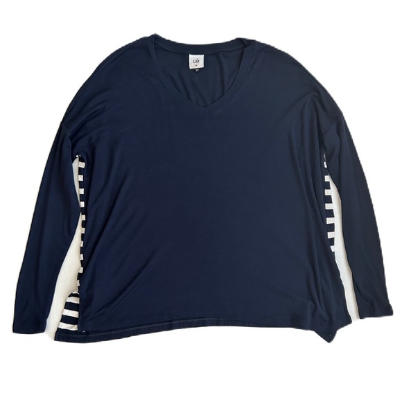 CAbi Top Women's Blue White Striped Long Sleeve Lighthouse Tee Medium #5742 - Picture 1 of 11
